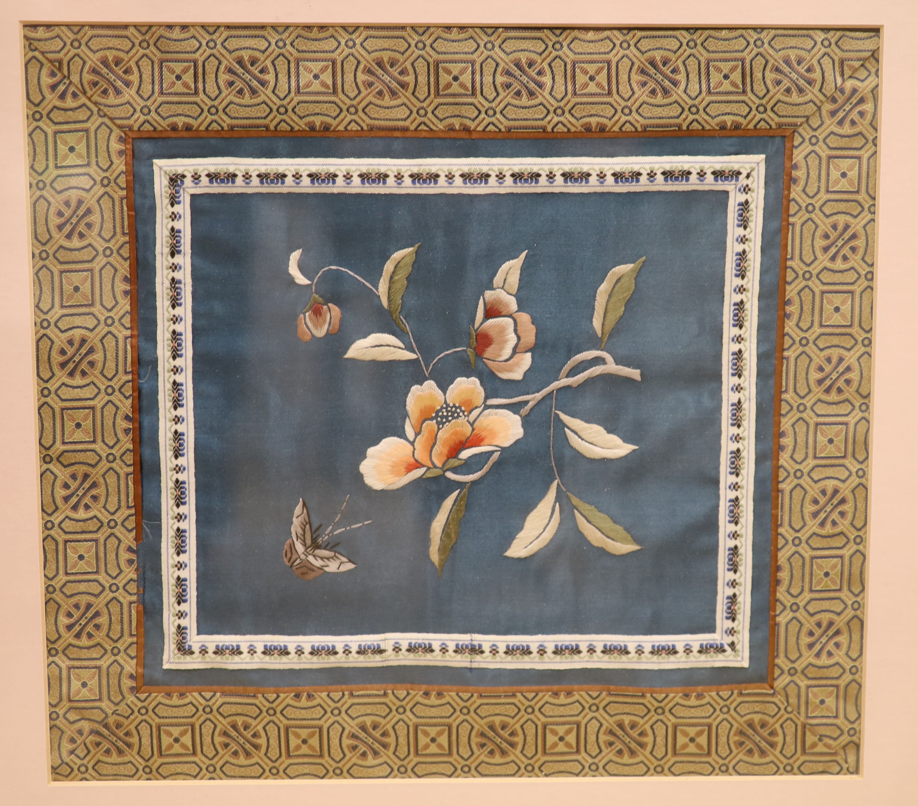 A pair of Chinese silk embroidered pictures